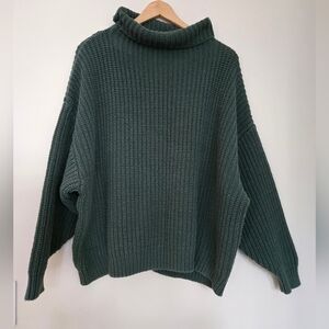 Free People Forest Green Cowl Neck Sweater